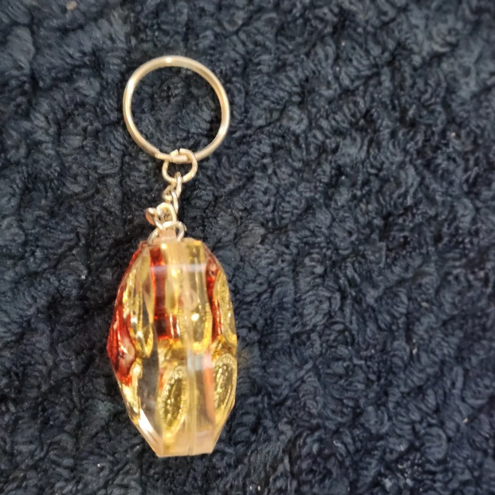 Vintage Heart Shaker Keychain with Red Hearts and Gold Coins